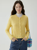 VOOE Crew Neck Twist Lazy Knitted Sweater Cardigan