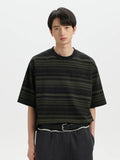BUTTBILL Smudge Gradual Change Stripe Simple Tee
