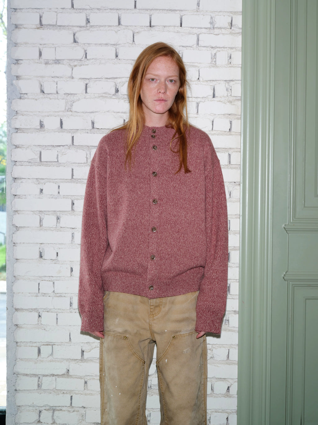 VLABMADE Vintage Lazy Slack Crew Neck Button Cardigan
