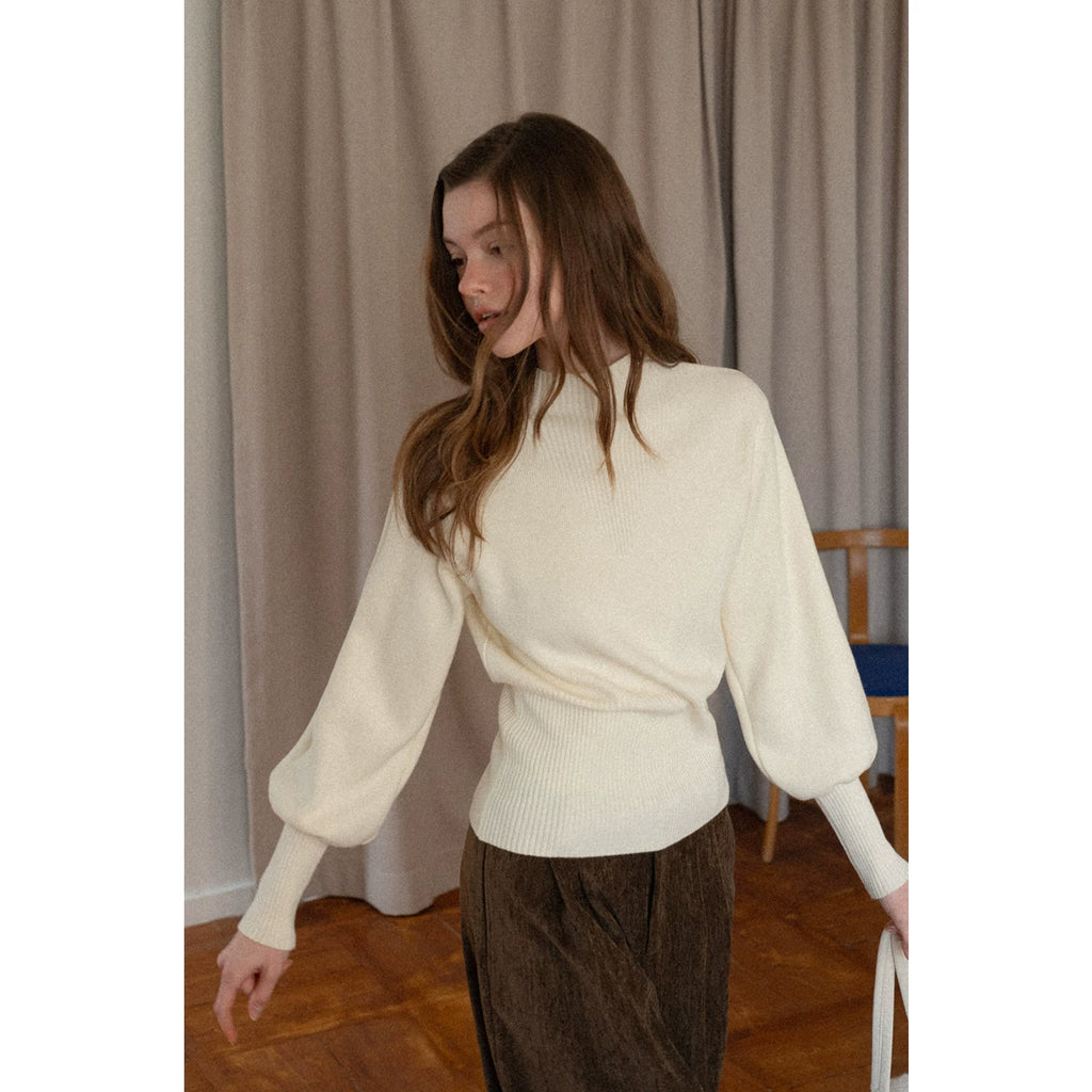 EGGKA Semi-turtleneck Slim-fit Thickened Knitted Sweater