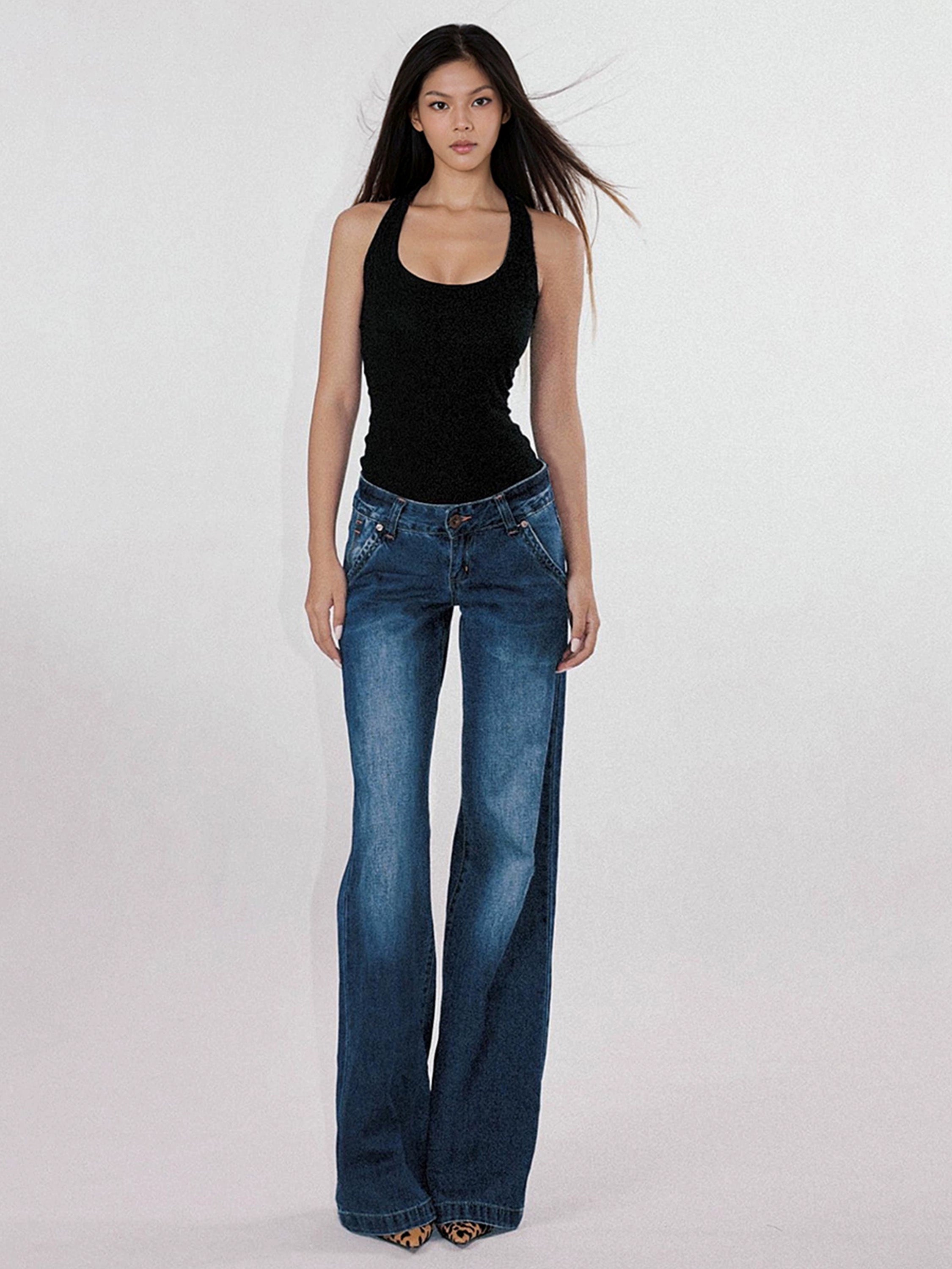 SHESEEK Vintage Spice Girl Low Waist Skinny Straight Jeans