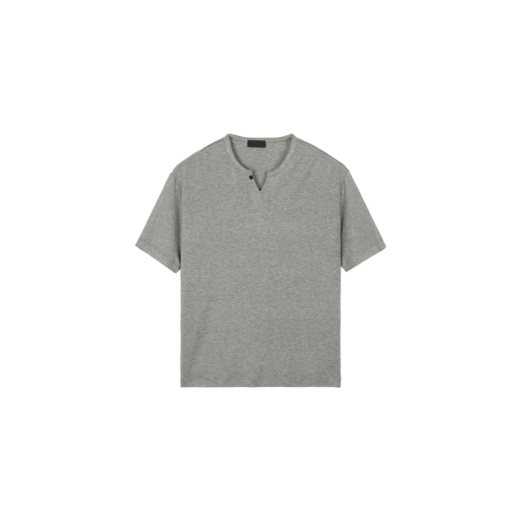 PLUS NO LOGO V-neck Tencel Wool Casual Tee