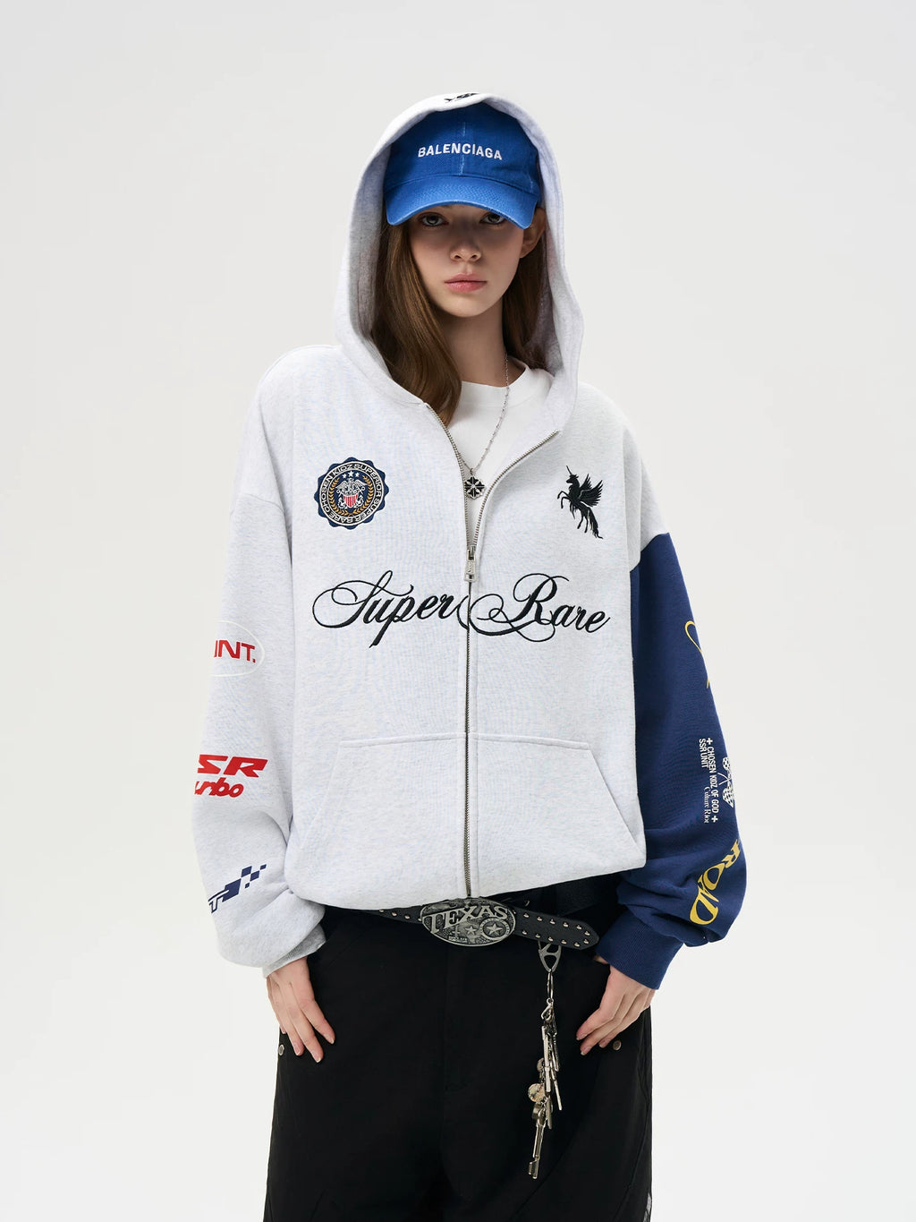 SSR Logo Embroidery Stitching Contrasting Sweater Jacket