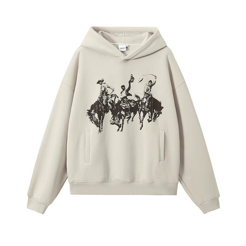 KREATE Drape Vintage Print Hooded Sweater