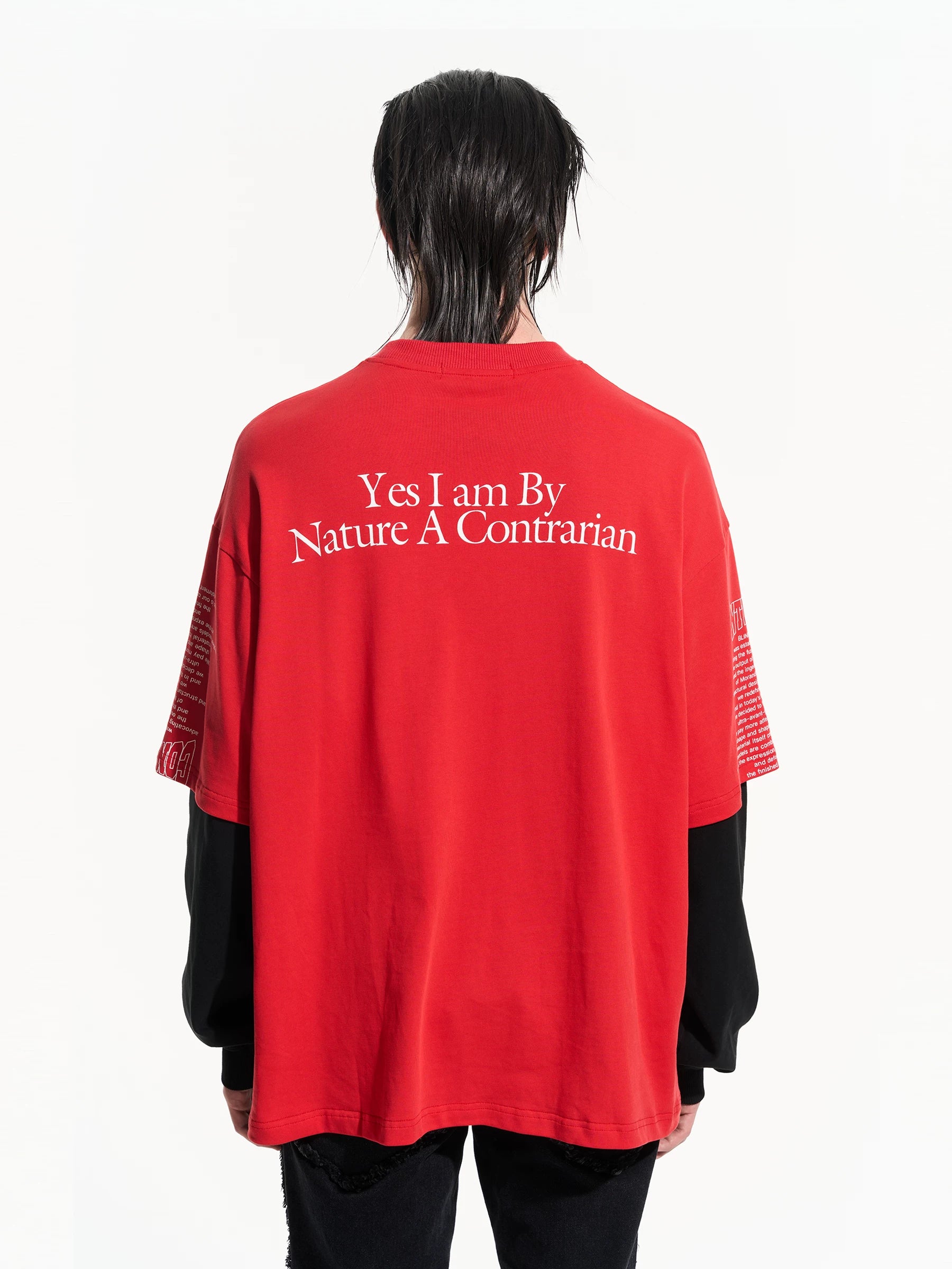 BLINDNOPLAN Contrasting Fake Two-piece Letter Print Loose Long Sleeve