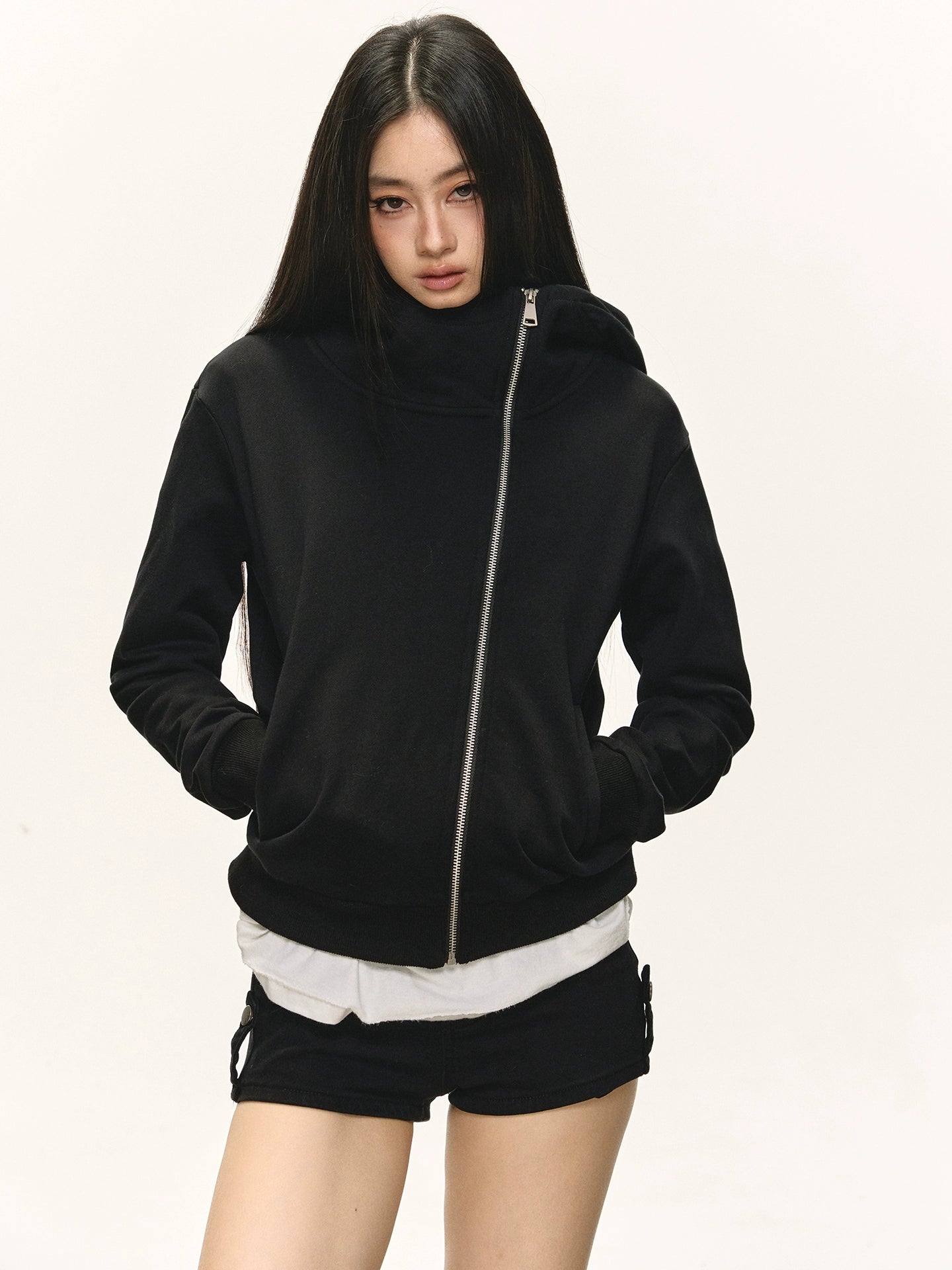 Anna Aneae Irregular Unique Zipper Short Casual Jacket