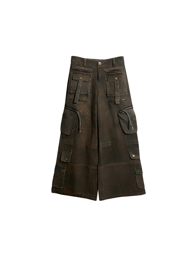 EZEK Vintage Casual High Waist Loose Wide Leg Pants