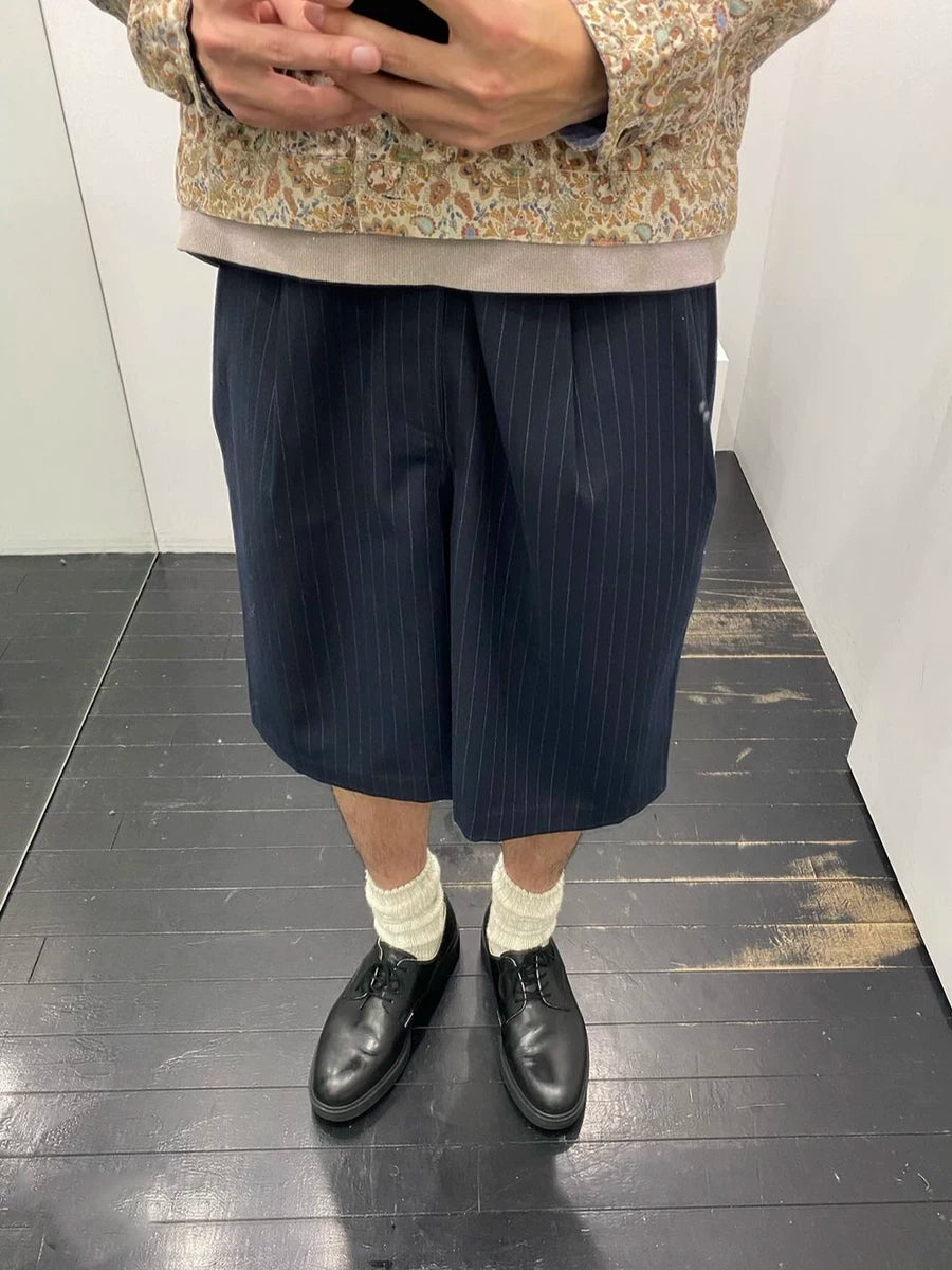 TWOMOONS Vintage Vertical Stripe Suit Shorts