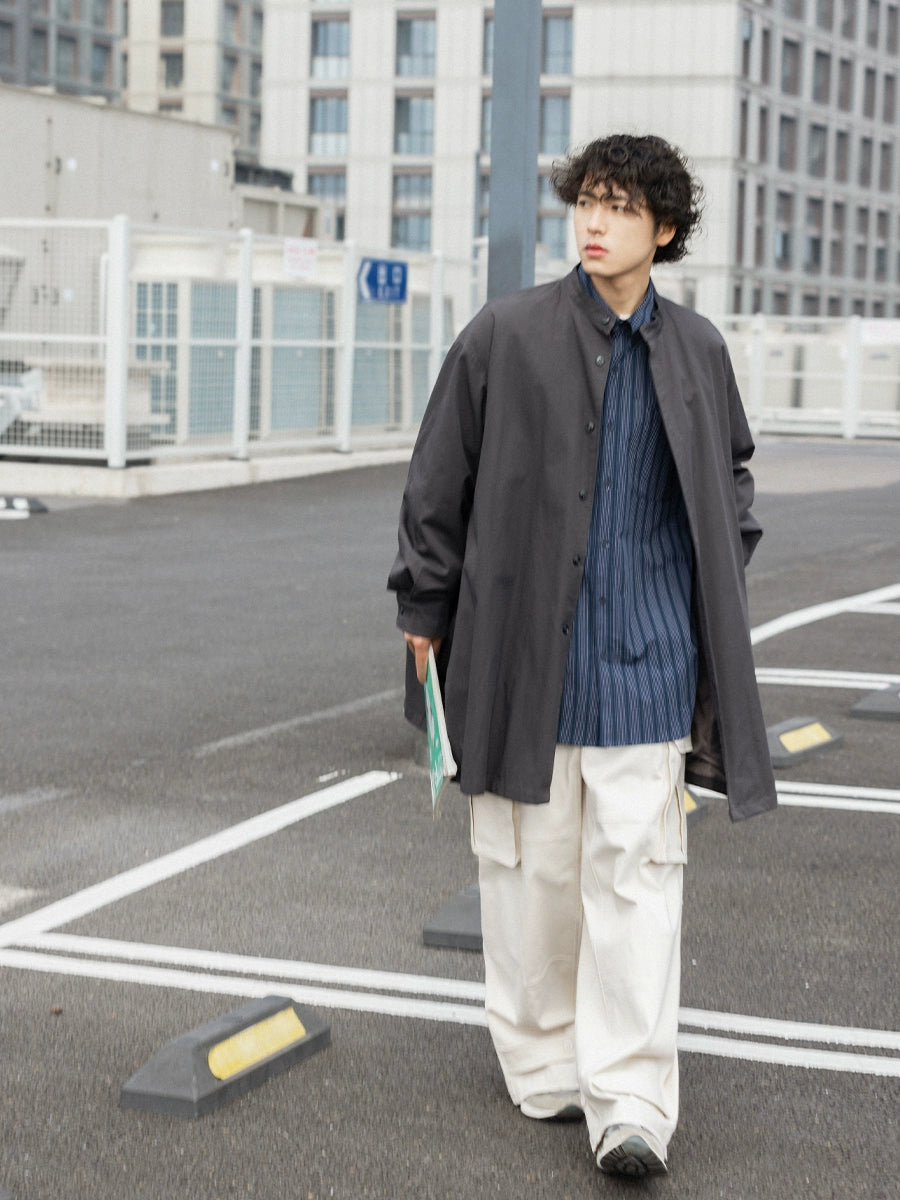 NOEARS Retro Medium and Long Single-breasted Trench Coat