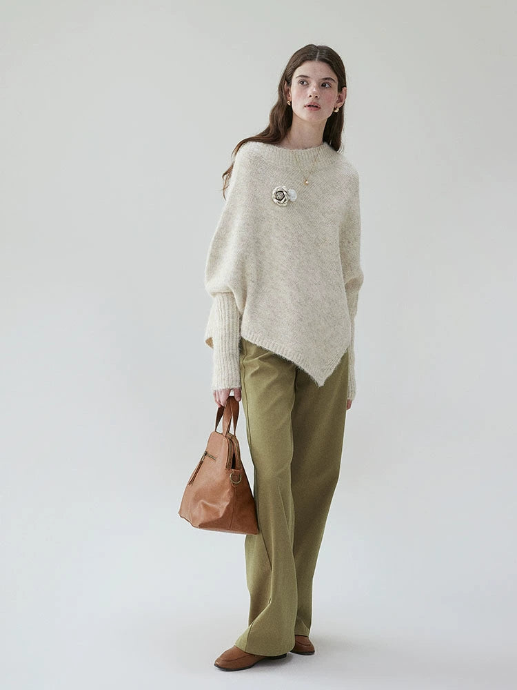 VOOE Irregular One-word Slanted Shoulder Lazy Sweater