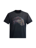 PEOPLESENSE Retro Old Direct Injection Printing Loose Tee