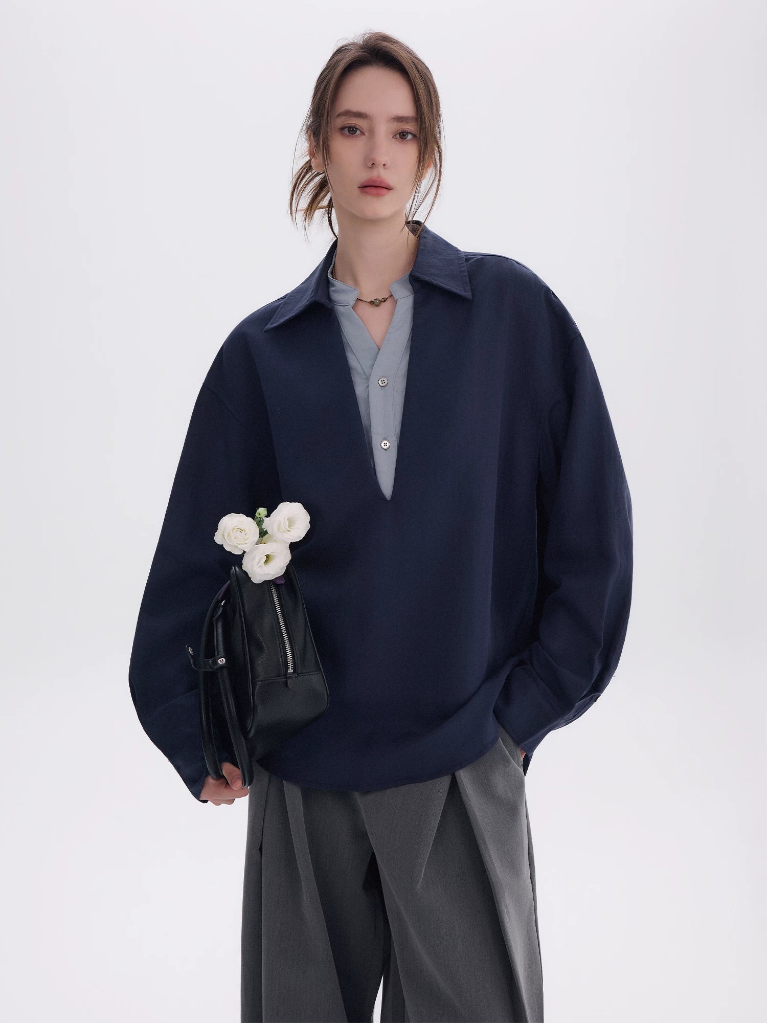 CHOR Fake Two-piece Double-neck Shirt