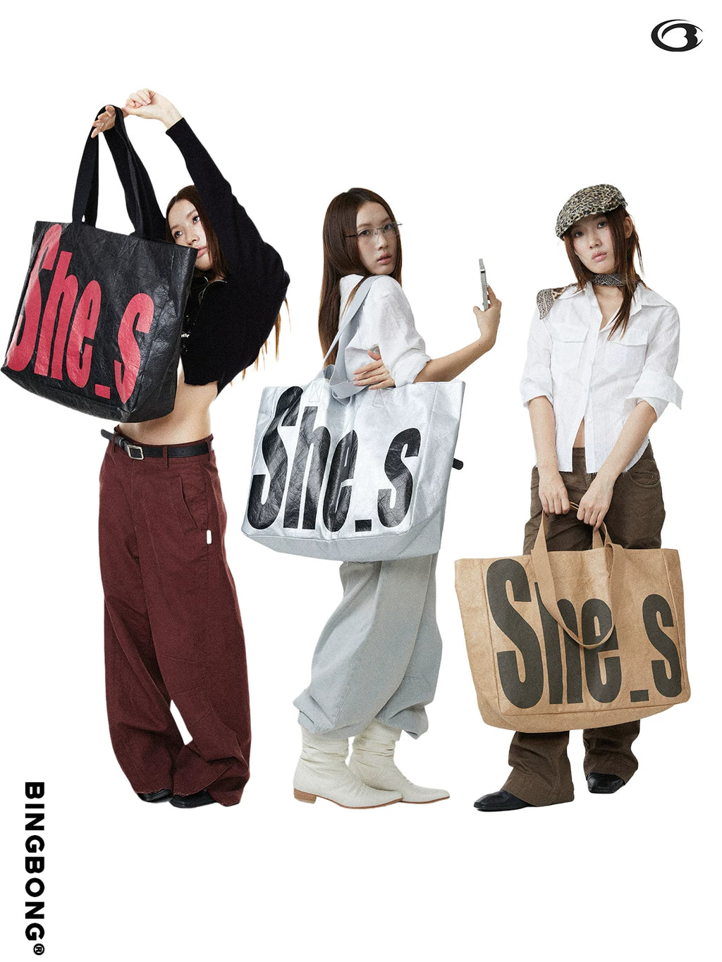 BINGBONG Pleated Large Capacity Tote Bag