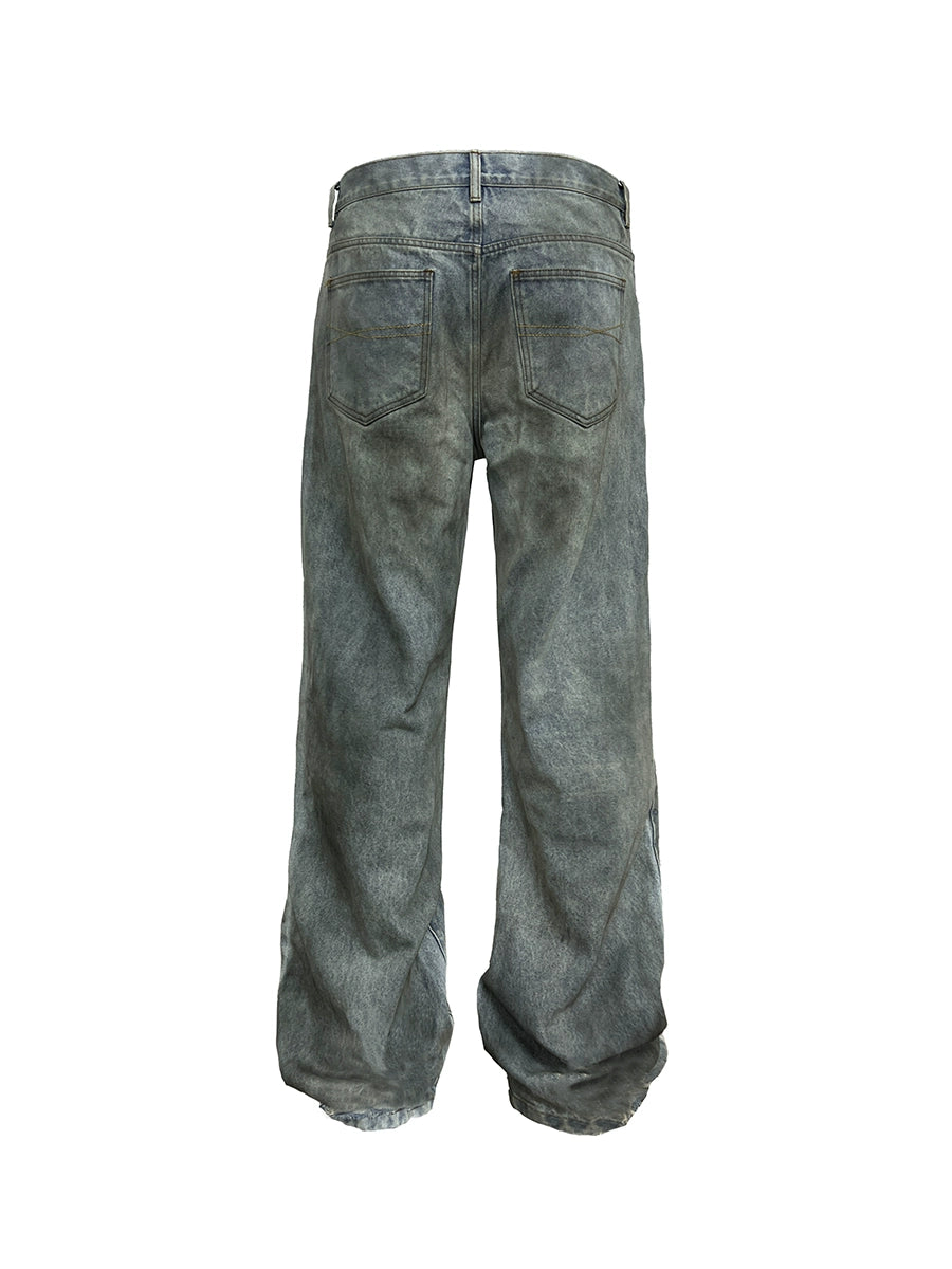 JCAESAR Severely Oily Dirty Casual Jeans