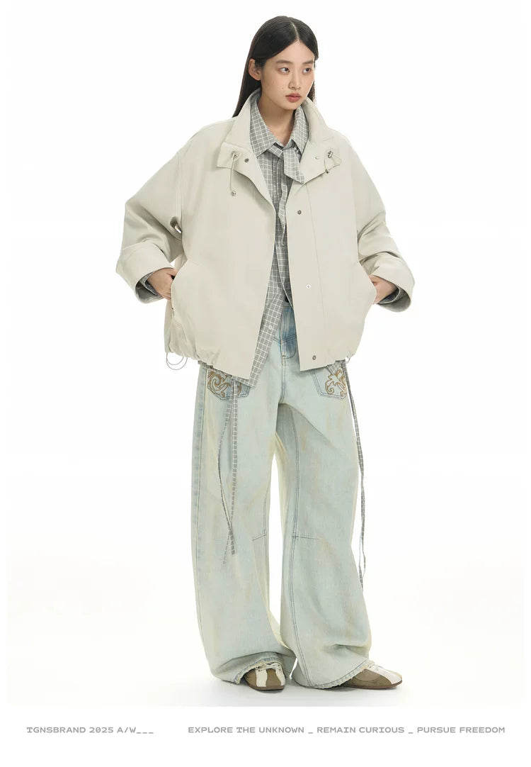 TGNS Casual Bud Collar Drawstring Jacket