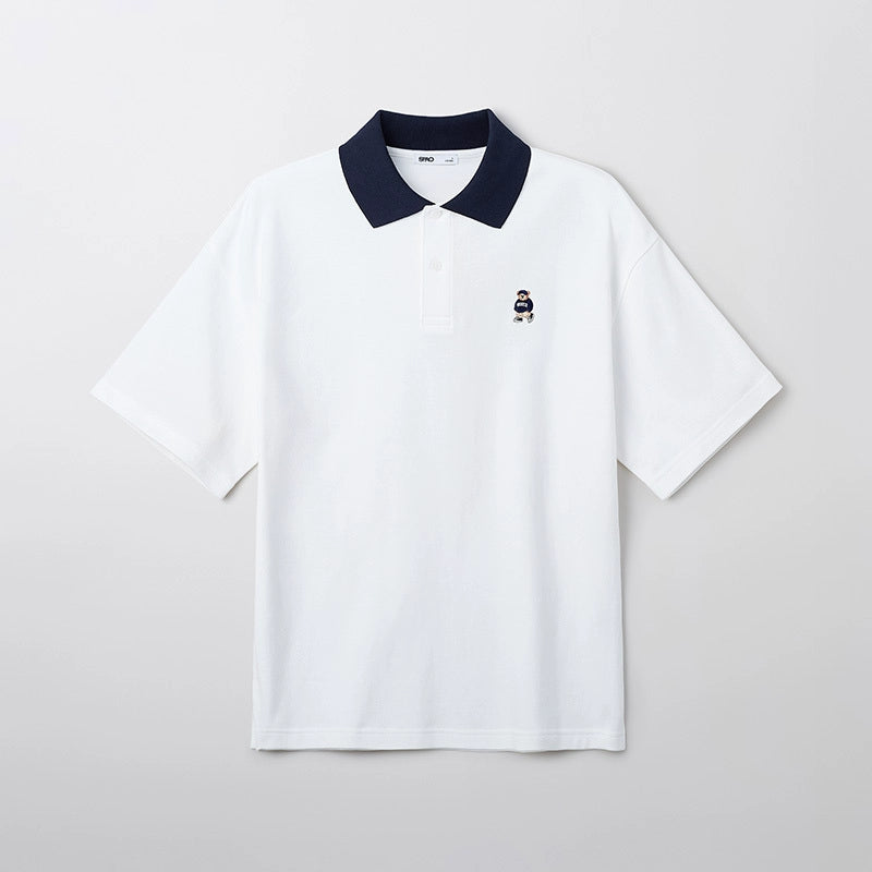 SPAO Korean Style Men's Bear Lapel POLO Shirt SPHWF24C50