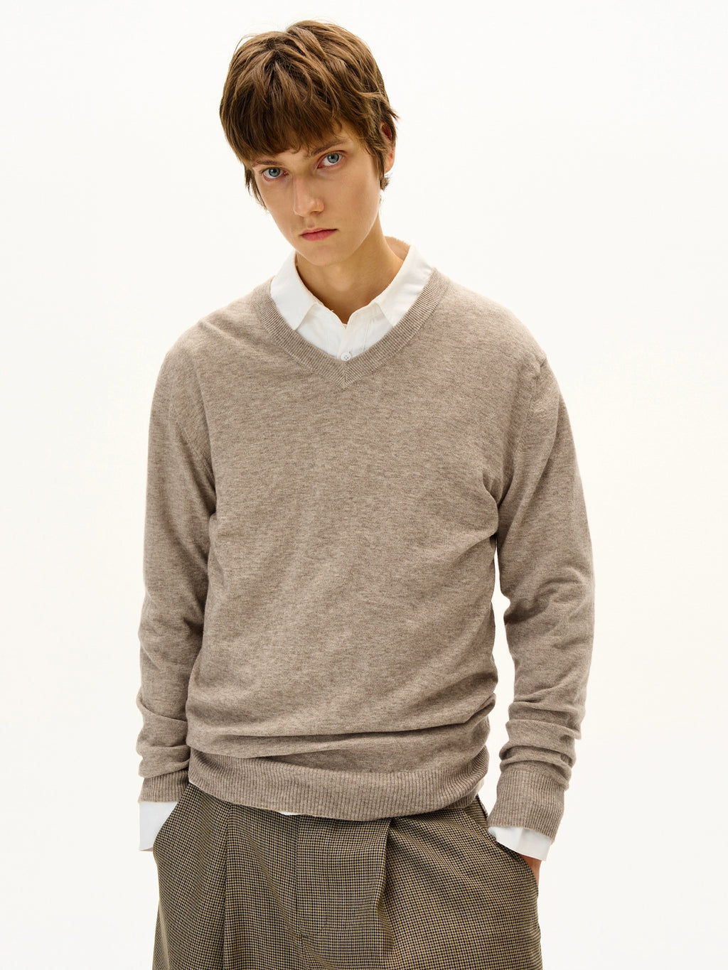MADWITCH Vintage Simple V-Neck Knitted Bottom Sweater