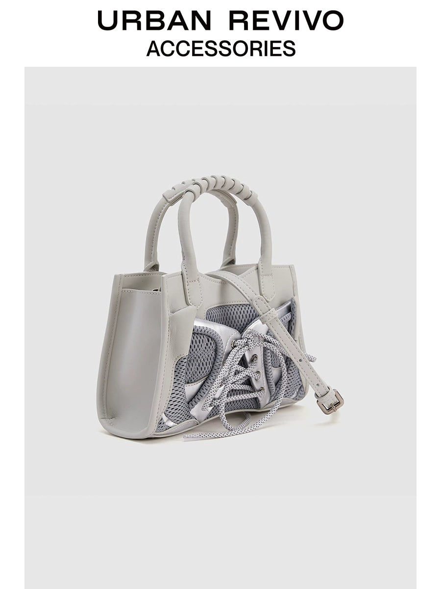 URBAN REVIVO Spliced Mesh Portable Messenger Bag