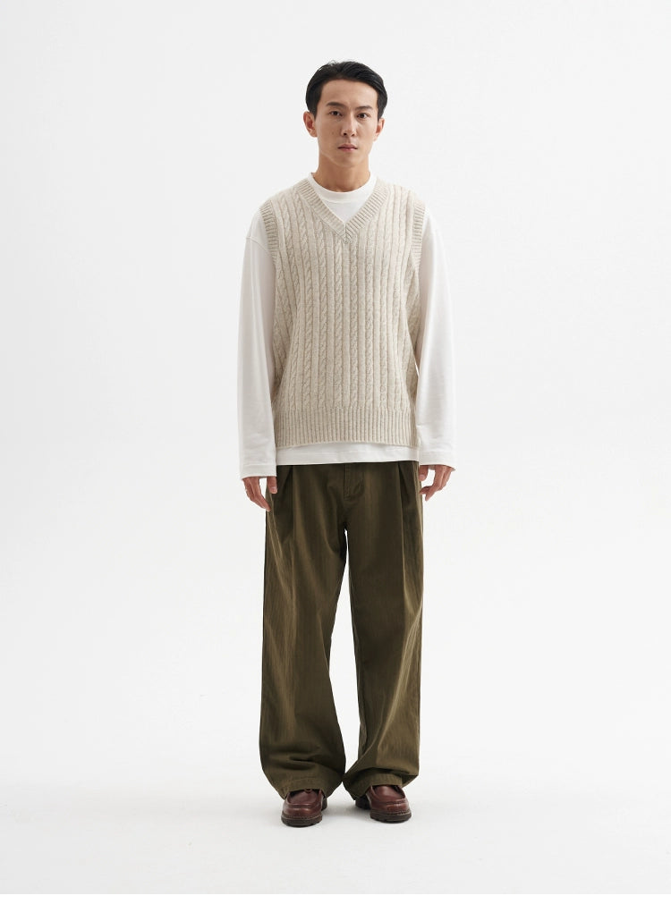 BUTTBILL Double-pleated Herringbone Slacks