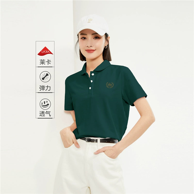 Giordano Small Embroidery Lycra Pearl Doll Collar Lapel Tee