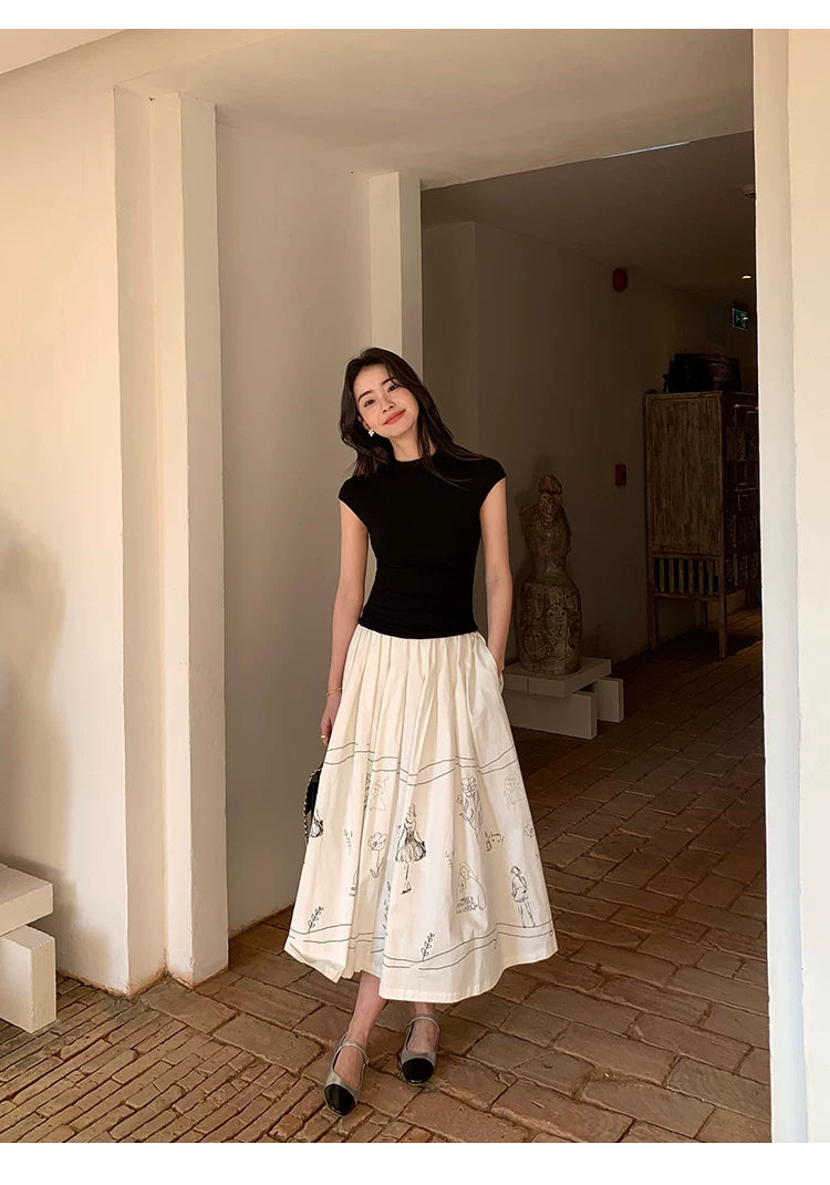 Pusumede Fun Graffiti Loose Skirt