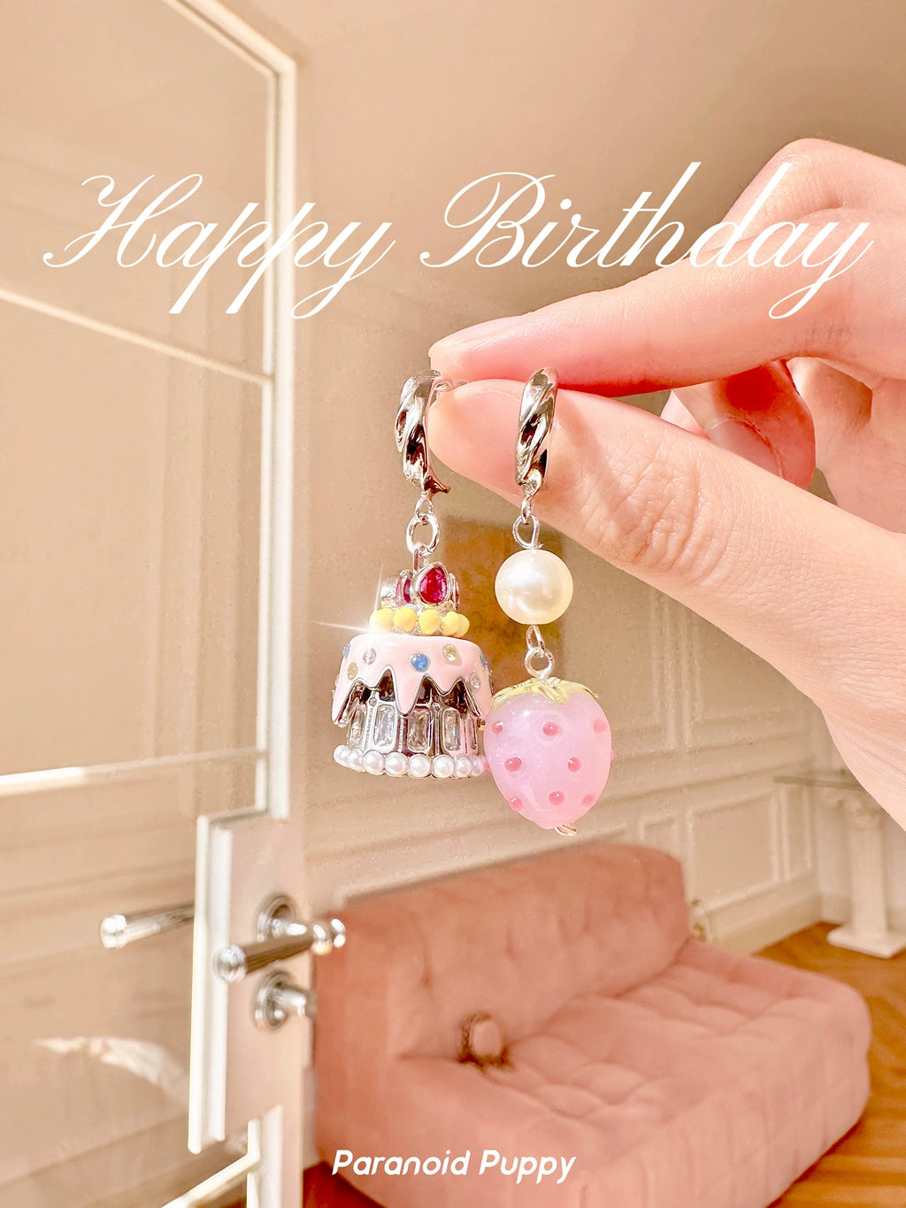 ParanoidP Strawberry Cake Pendant Earrings
