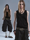 WearAndtear Fake Two-piece Hooded Spliced Sleeveless Vest