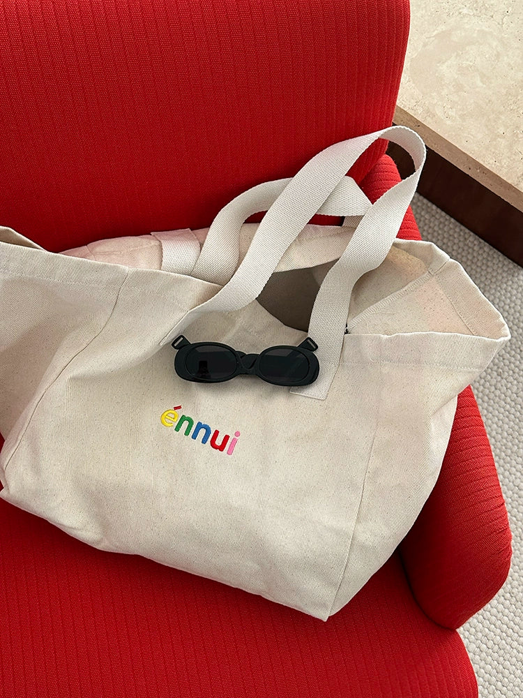 ENNUI Comfortable Embroidered Twill Shoulder Carry Canvas Bag