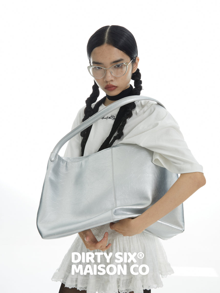 DirtySix Jill COW Split Leather big pocket cowhide soft oversize lazy wind messenger bag