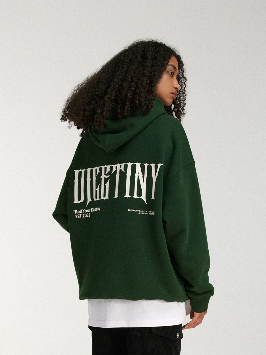 DICETINY Back Logo Three-dimensional Printing Hooded Sweater