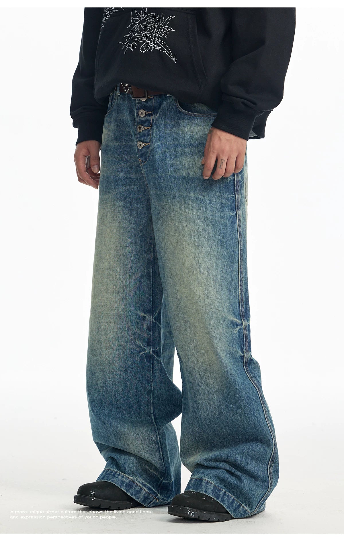 CoosRetro Old Straight Pull Casual Jeans