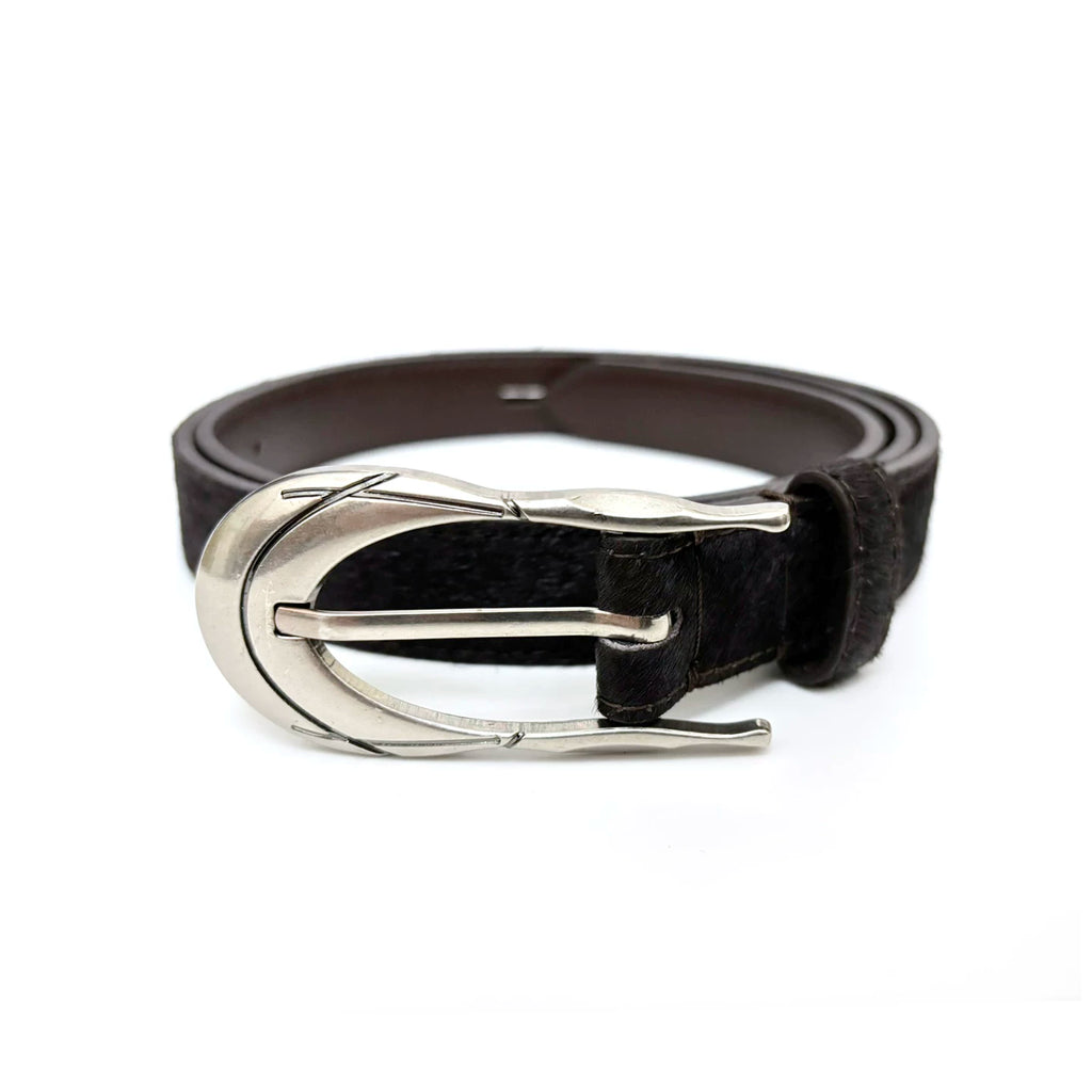 DPOL Retro Horsehair Leather Metal Belt