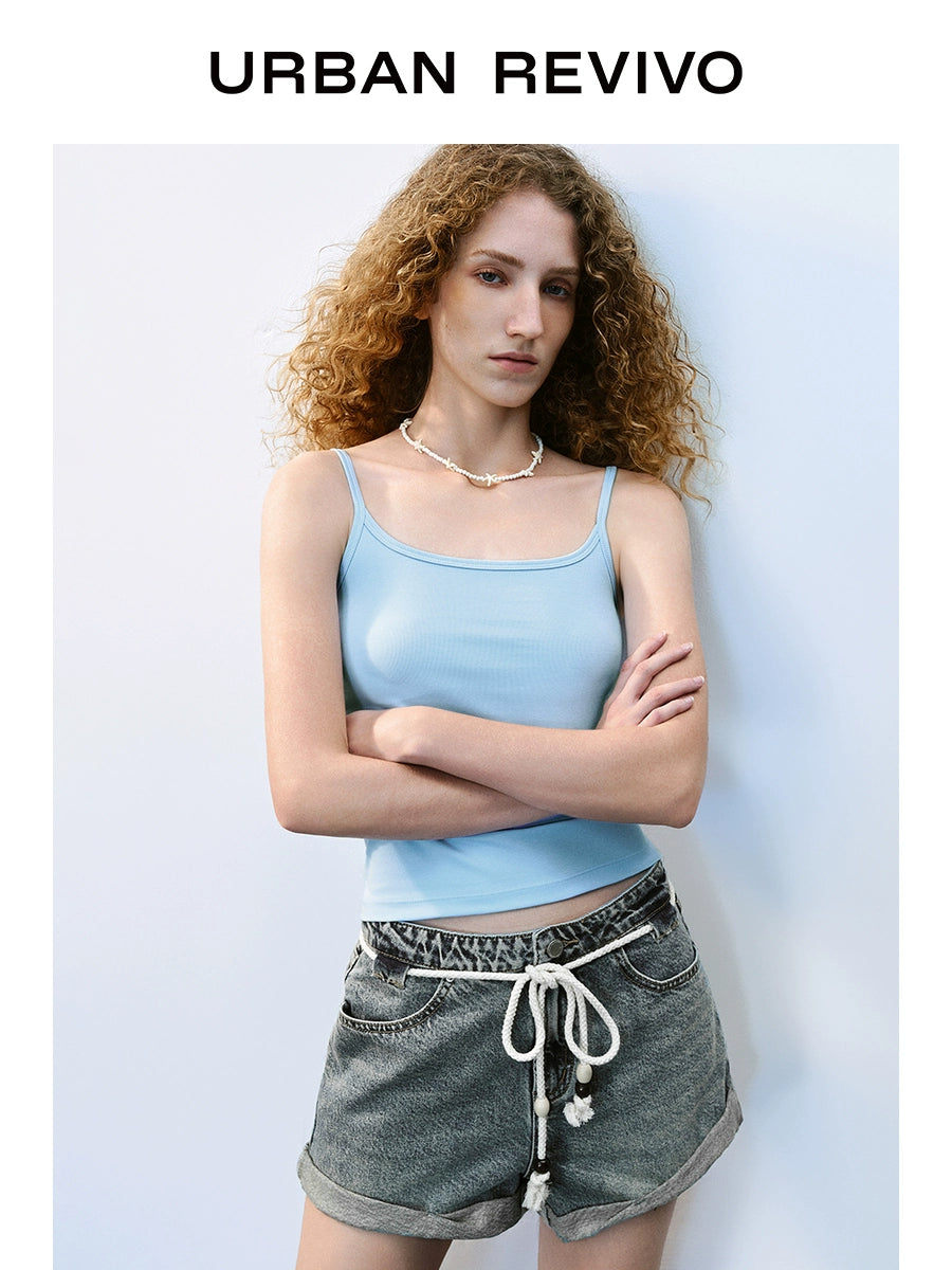 URBAN REVIVO Casual Slim Fit Versatile Crew Neck Sling Vest