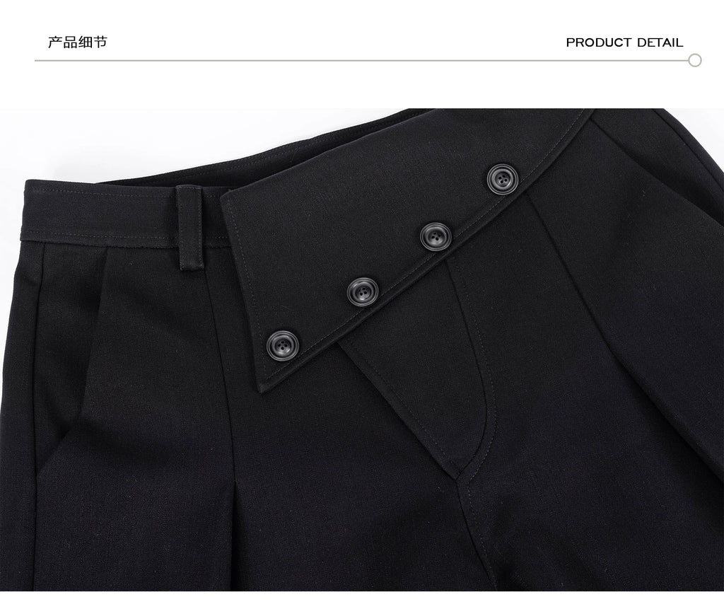Esaias Button-pleated Wide Leg Casual Trousers