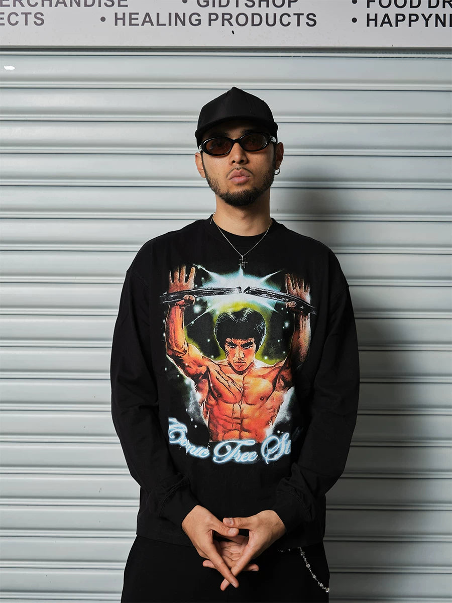 ComicTree Comic Print Casual Crew Neck Long Sleeve