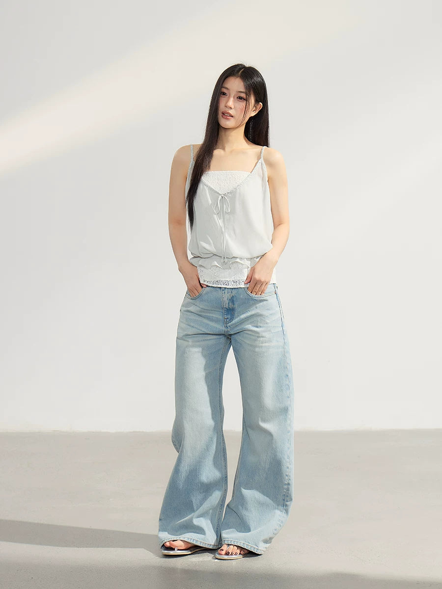 WITHMIN Loose Straight Drape Thin Jeans