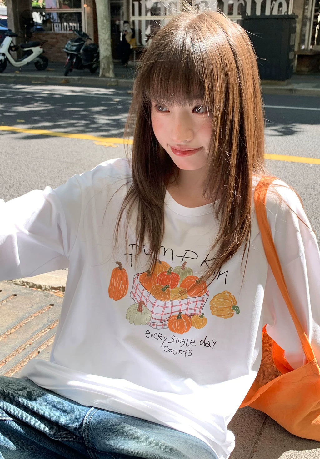 KANO Slack Pumpkin Print Loose Long Sleeves