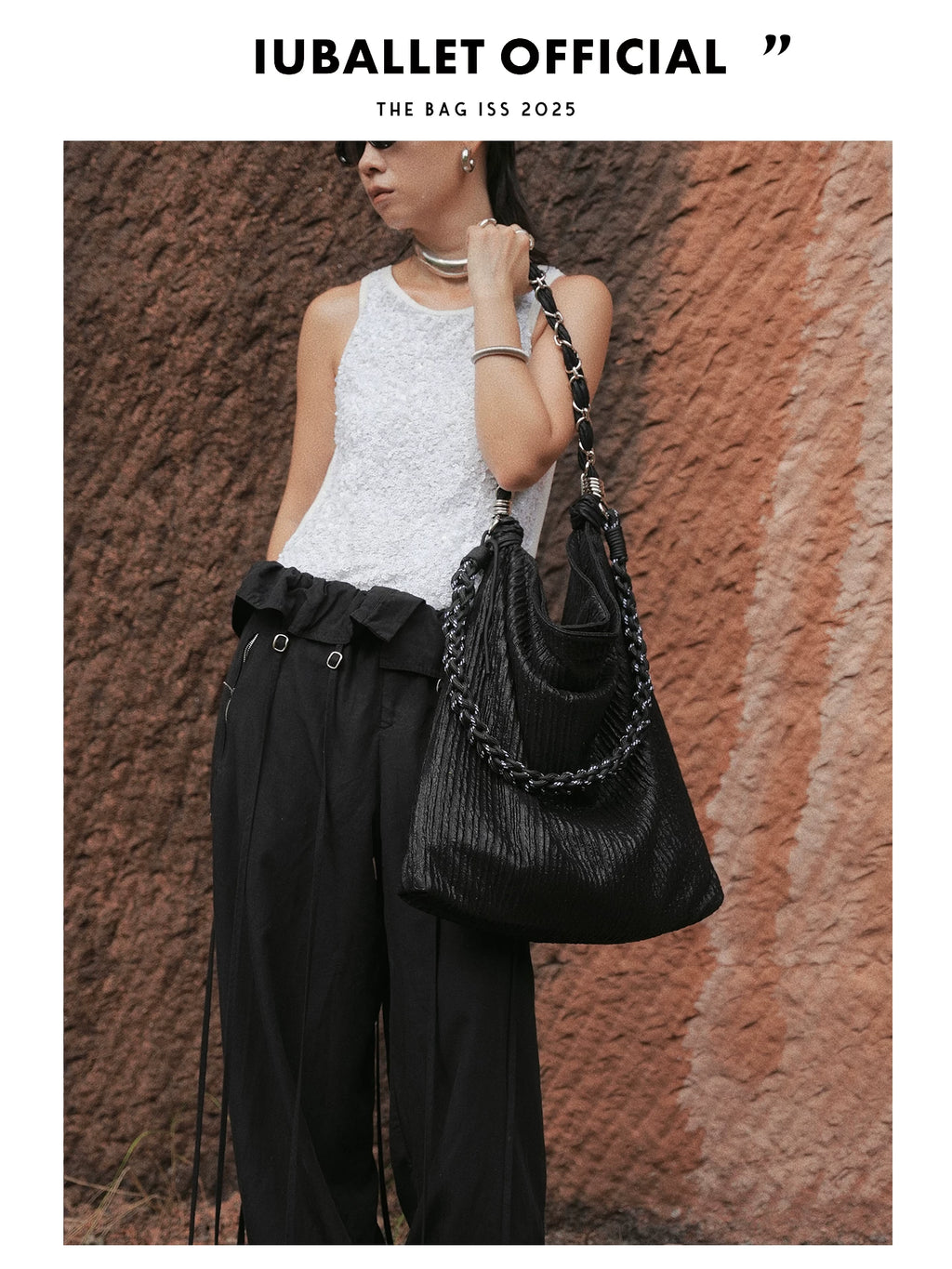 IUBALLET Large Capacity Pleated Messenger Bag