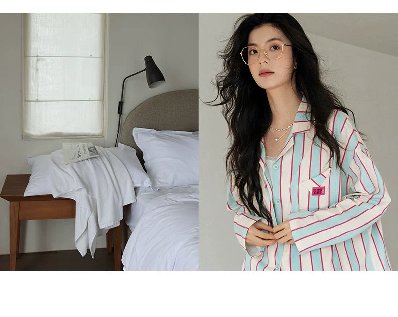 YUENEI Dopamine Striped Modal Soft Pajamas