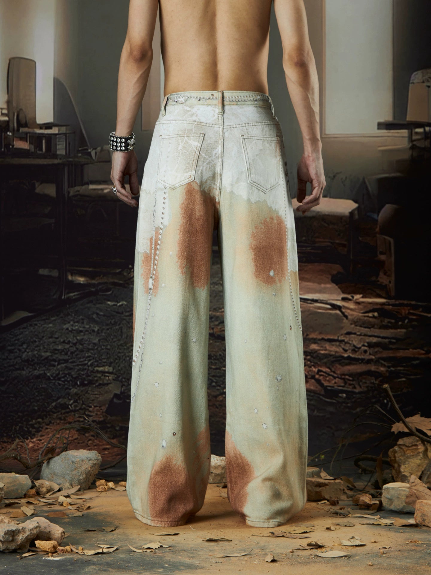 NOMANIAI Old Loose Straight Print Jeans