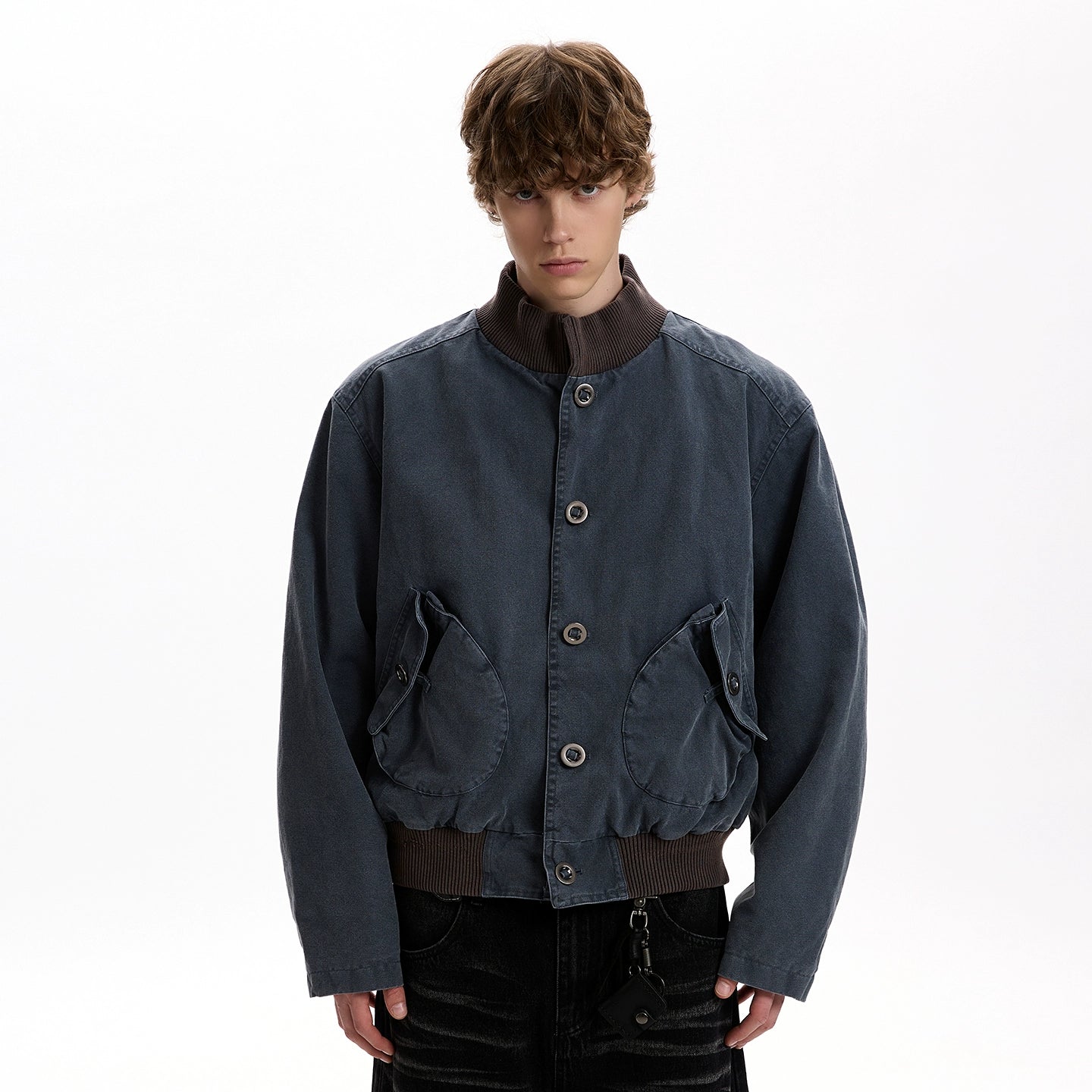 A PUEE Retro Short Stand-up Collar Versatile Jacket