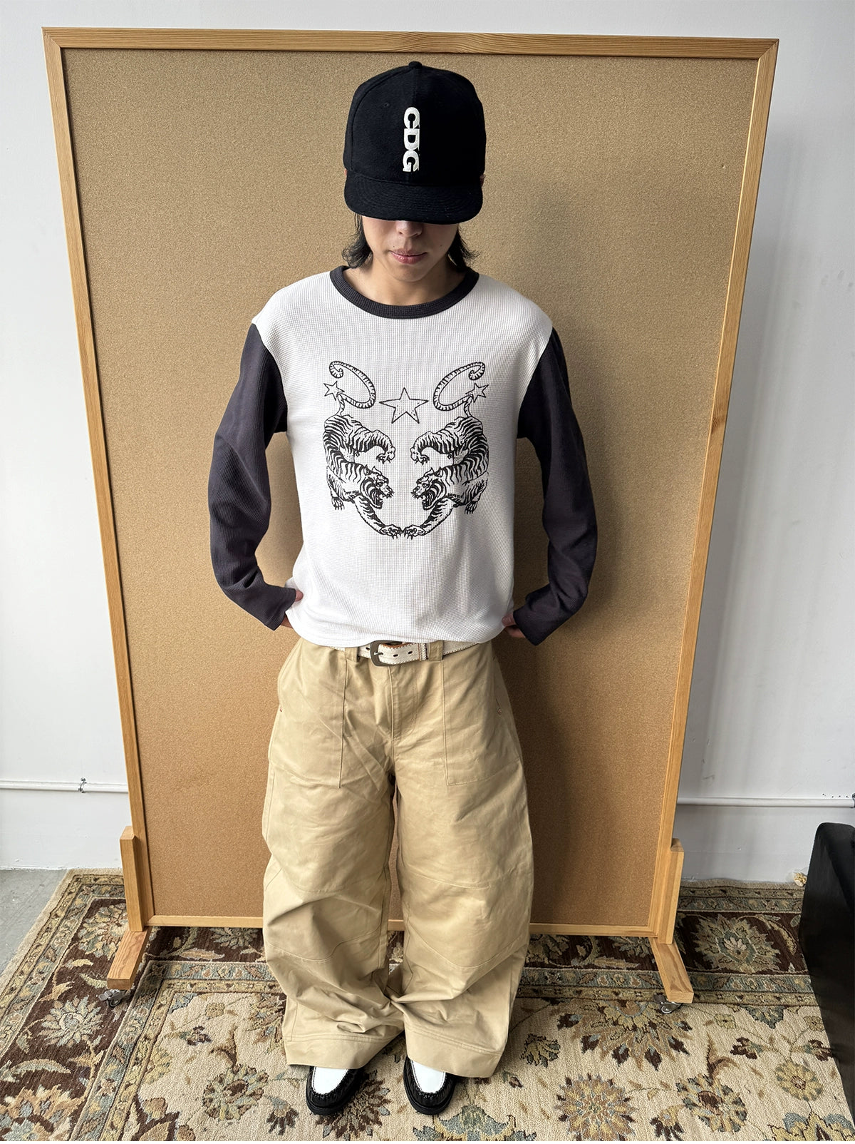 InsGale Tiger Splicing Rough Sleeve Long Sleeve