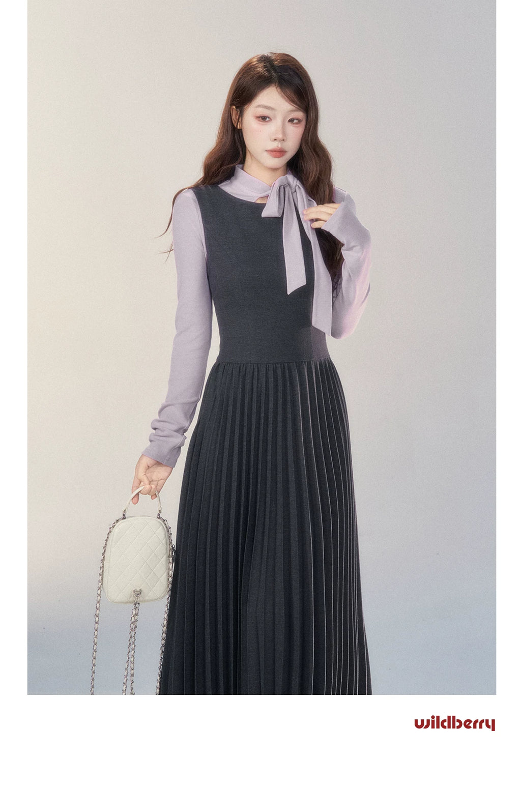 Wildberry Retro Vest High-end Pleated Dress
