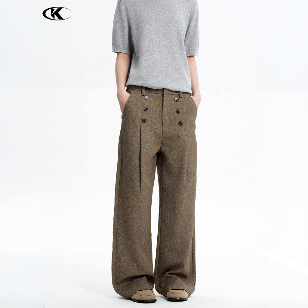 11KN Retro Pleated Loose and Thin Trousers