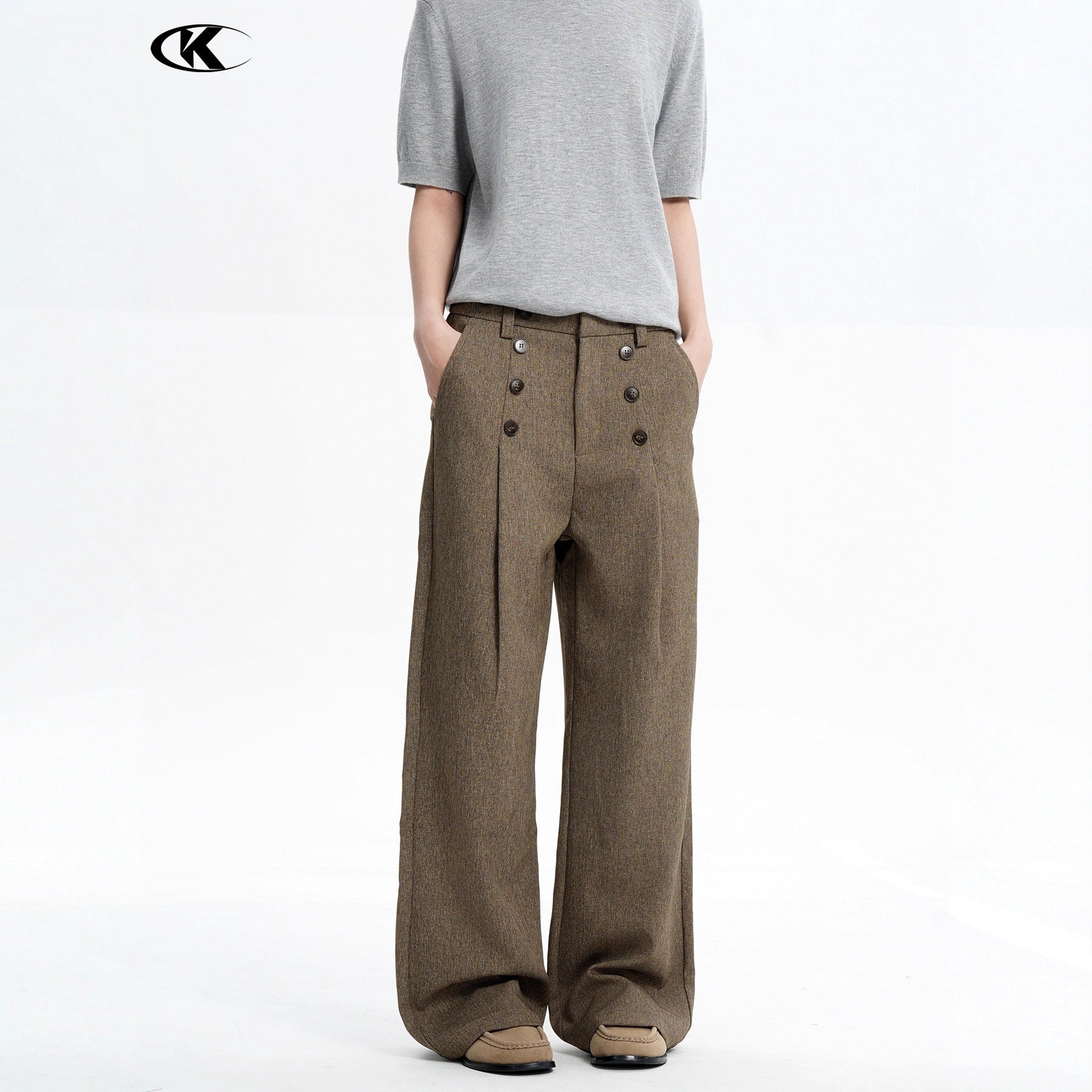 11KN Retro Pleated Loose and Thin Trousers