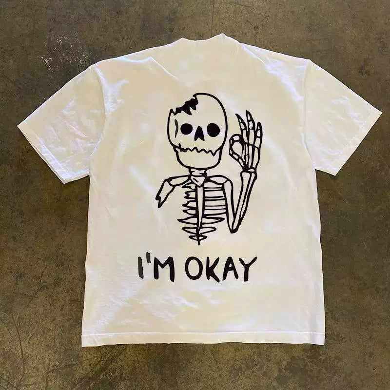 UPUPXIA Funny Print Loose Tee