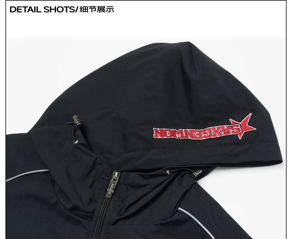 SAXGENWON Hooded Sports Jacket Embroidered Sweatpants Set