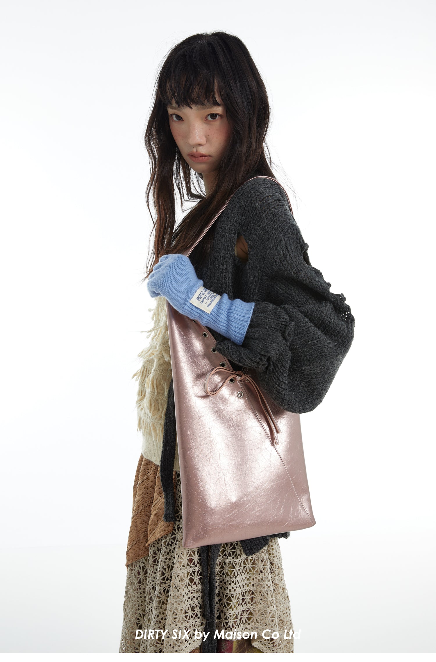 DirtySix Cow Split Leather trotro triangle vaporwave punk bag