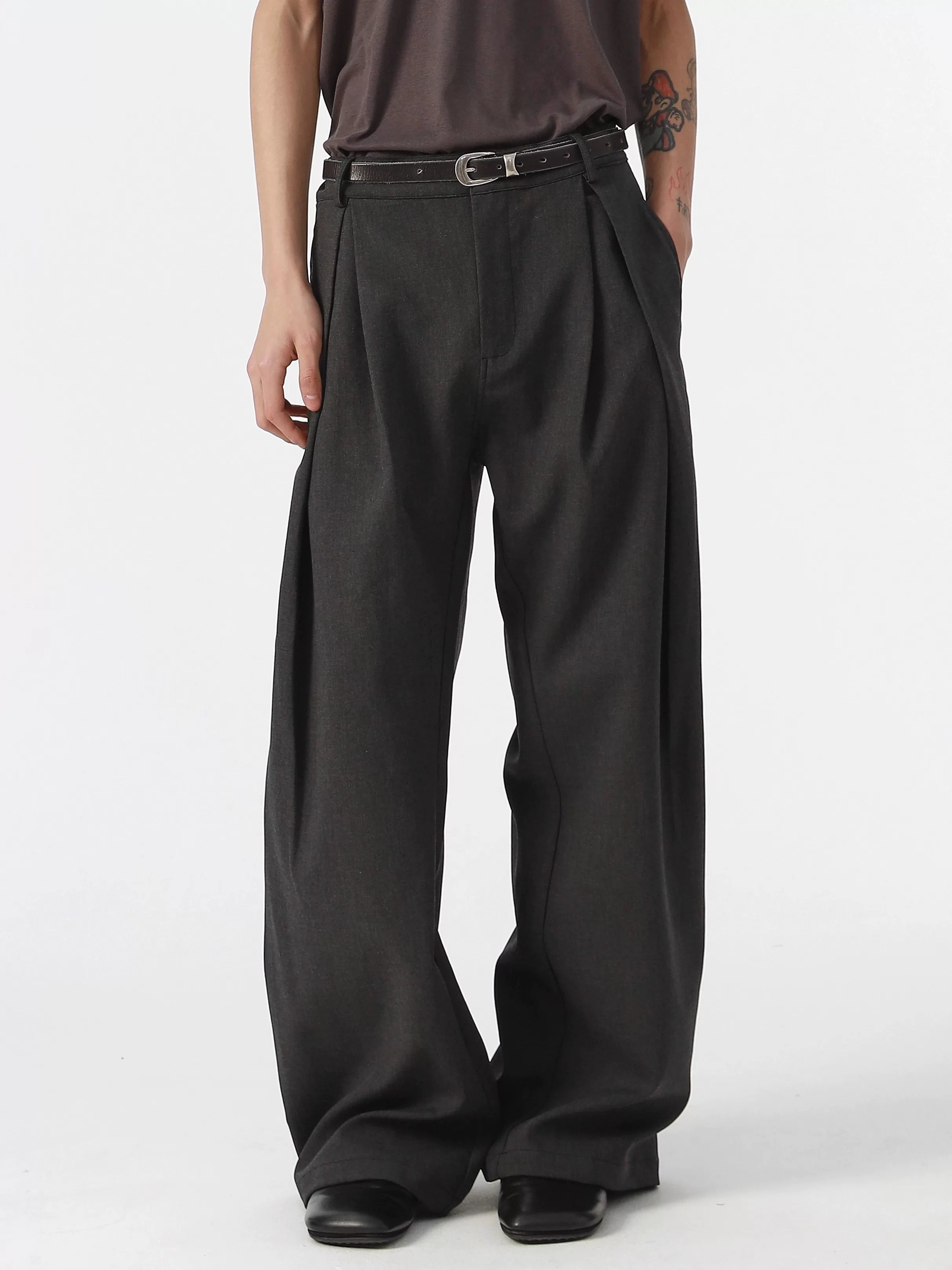 Stay The Night 3D I-pleated A-shaped Casual Pants