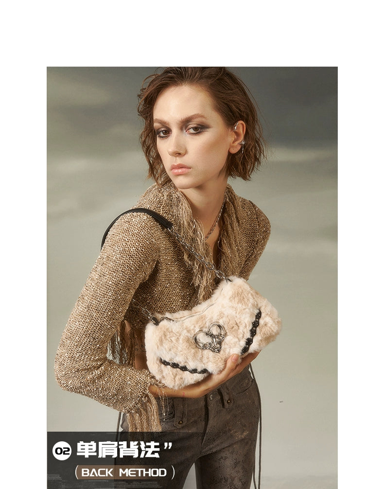 JACD Plush Underarm Chain Messenger Bag